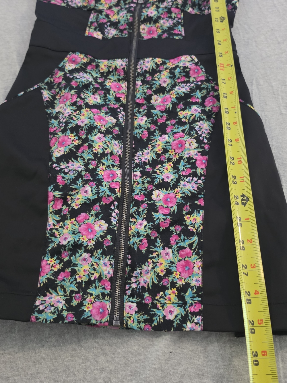 Guess Black Mini Bodycon Dress with Pink Floral Panels - Picture 9 of 12